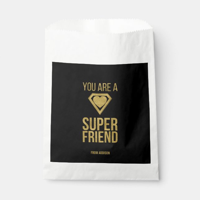 Gold Superhero Friend Valentine Favour Bag (Front)