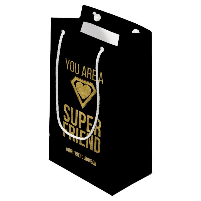 Gold Superhero Friend Valentine Gift Bag (Front Angled)