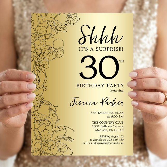 Gold Surprise 30th Birthday Invitation (Creator Uploaded)