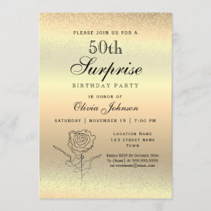 Gold Surprise 50th Birthday Invitation