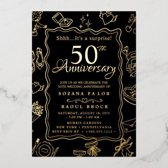 gold Surprise 50th Wedding Anniversary  (Front)