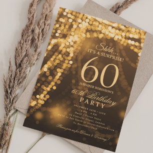 Gold   Surprise 60th Birthday Party  Invitation