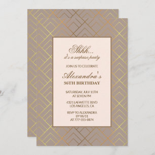 Gold Surprise party 36th birthday invitation 