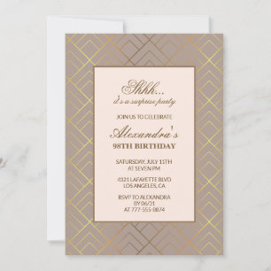 Gold Surprise party 98th birthday Invitation
