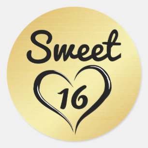 Gold Sweet 16 Envelope Seal with Heart