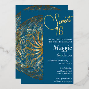 Gold Sweet 16 Invitation