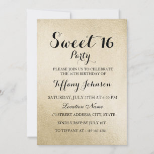 Gold Sweet 16 Party Invitation
