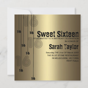 Gold Sweet Sixteen Birthday Invitation