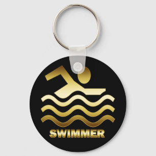 GOLD SWIMMER KEY RING