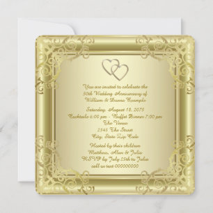 Gold Swirl 50th Wedding Anniversary Party Invitation