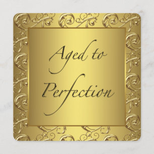 Gold Swirl Aged to Perfection Birthday Party Invitation