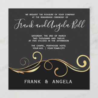 GOLD SWIRL AND SMOKY BLACK INVITATION