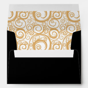 Gold Swirl Black Envelope