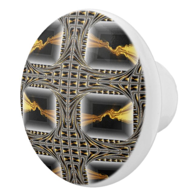 Gold Swirl Black Luxury Monochrom Hardware Dresser Ceramic Knob (Right)