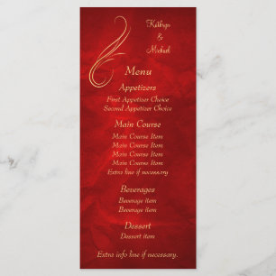 Gold Swirl Bright Red Wedding Menu