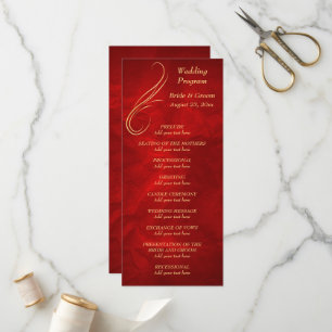Gold Swirl Bright Red Wedding Program Programme
