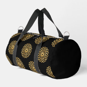 Gold Swirl Design on Black Duffle Bag
