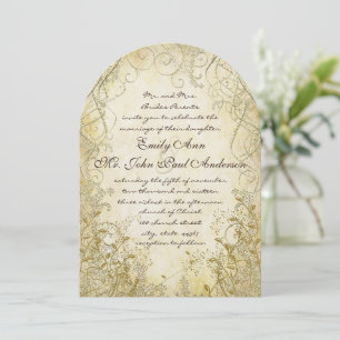 Gold Swirl Gold Metallic Wedding Invitations