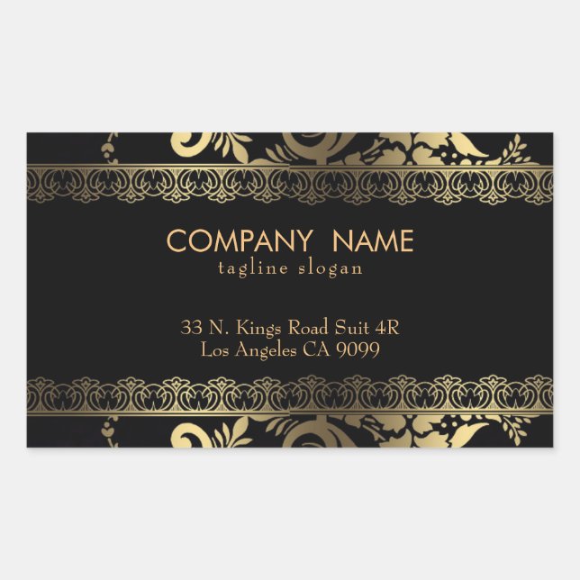 Gold Swirl Lace Rectangular Sticker (Front)