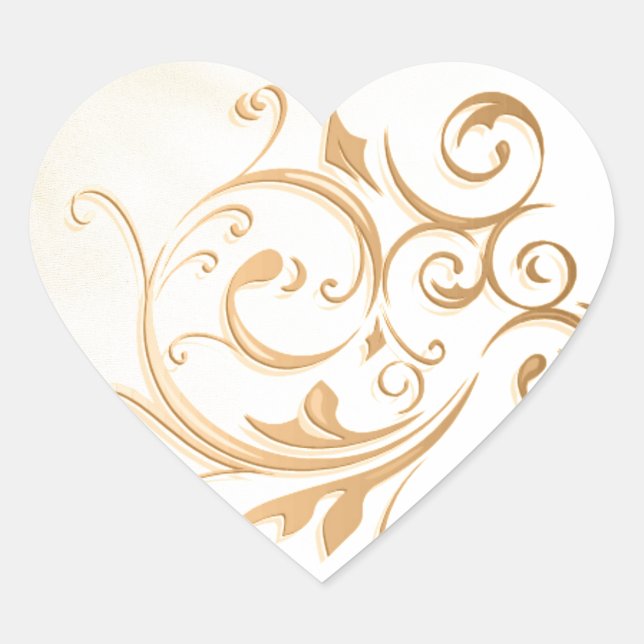 Gold Swirl Sticker/Seal Heart Sticker (Front)