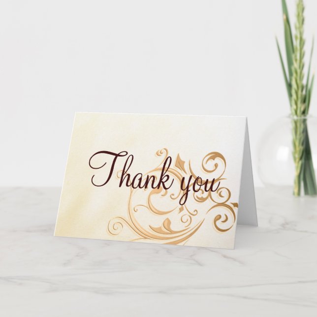 Gold Swirl Thank you Card (Front)