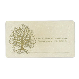 Gold Swirl Tree on Stone with Stars Save the Date