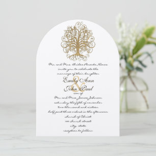 Gold Swirl Tree Wedding Invitation