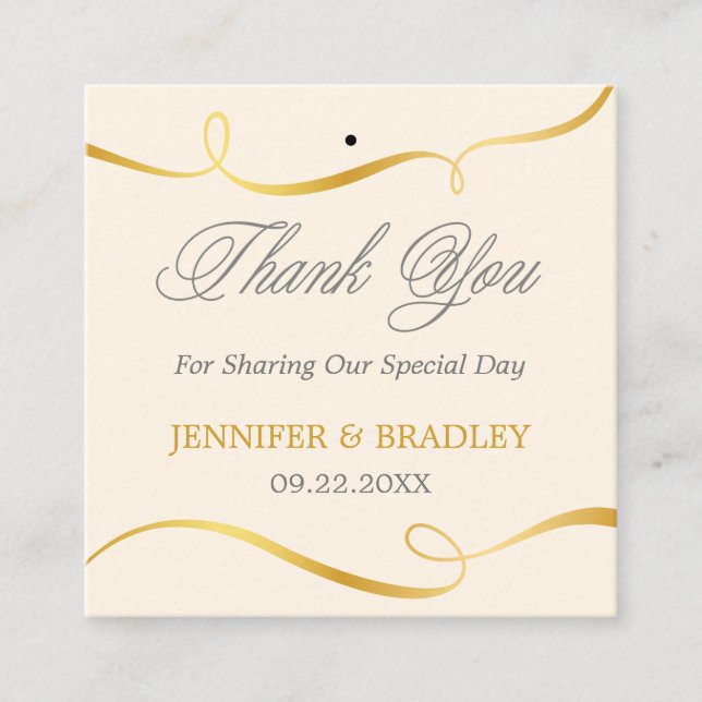 Gold Swirl Wedding Favour Tag | Custom Colour (Front)