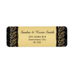 Gold swirls 50th Wedding Anniversary Address label