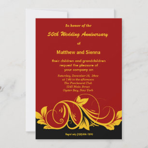 Gold Swirls Anniversary Invitation