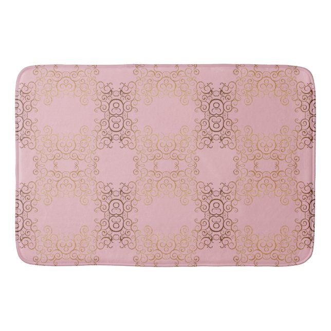 Gold Swirls Arabesque Bath Mat (Front)