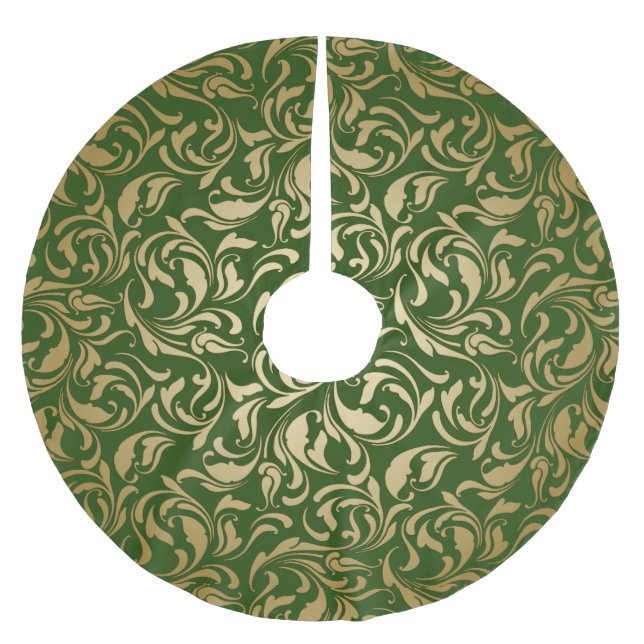 Gold Swirls Brushed Polyester Tree Skirt (Front)