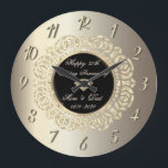 Gold Swirls Champagne 50th Wedding Anniversary Large Clock<br><div class="desc">Elegant gold swirls on champagne wedding anniversary clock.</div>