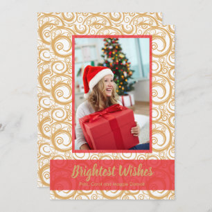 Gold Swirls Christmas Photo Card