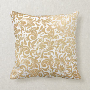 Gold swirls damask cushion
