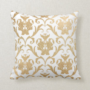 Gold swirls damask cushion