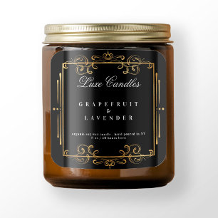 Gold Swirls Elegant Black Candle Cosmetics Product Square Sticker