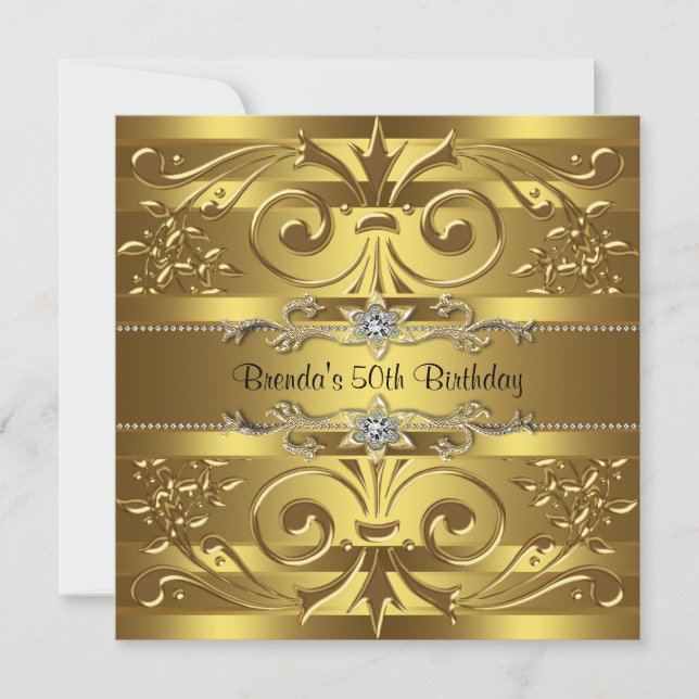 Gold Swirls Gold Birthday Party Invitation (Front)