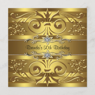 Gold Swirls Gold Birthday Party Invitation