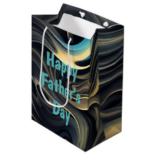 Gold Swirls On Black for Father's Day Medium Gift Bag