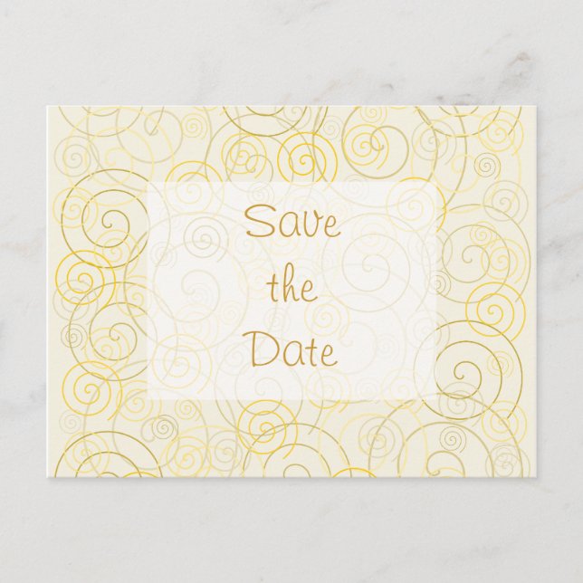 Gold Swirls Save the Date Postcard (Front)