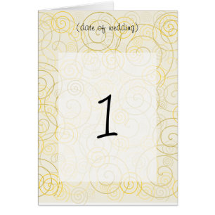Gold Swirls Table Number Card