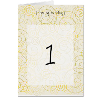 Gold Swirls Table Number Card
