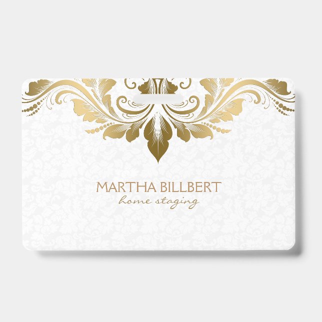 Gold Swirly Lace ID Badge (Front)