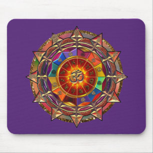 Gold Symbolic Sun Mandala Mouse Mat