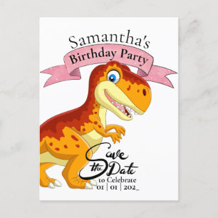 Gold T Rex, Happy Birthday Girl Postcard