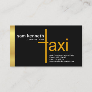 Gold Tab Minimalist Elegant Plain Black Taxi Business Card