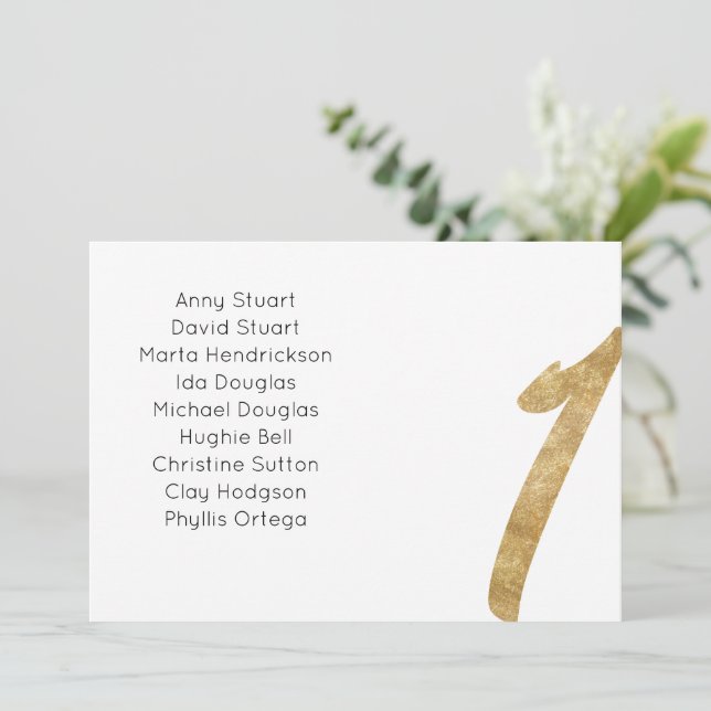 Gold table 1 table number Wedding seating Card (Standing Front)