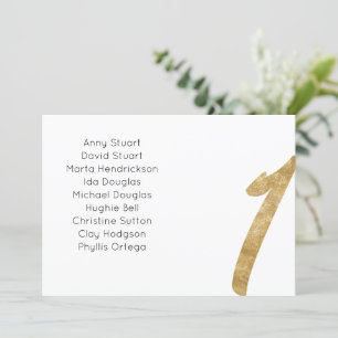 Gold table 1 table number Wedding seating Card