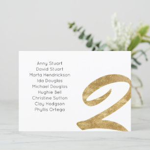 Gold table 2 table number Wedding seating Card